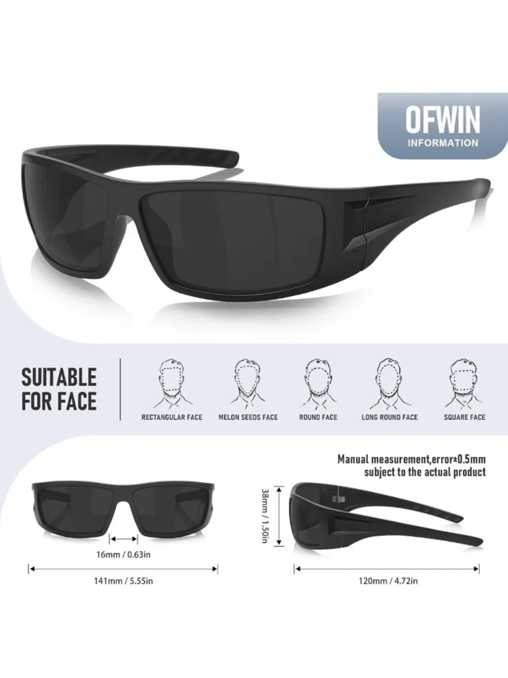 Polarized UV400 Sports Sunglasses for Men & Women | Anti-Glare, Wrap Around